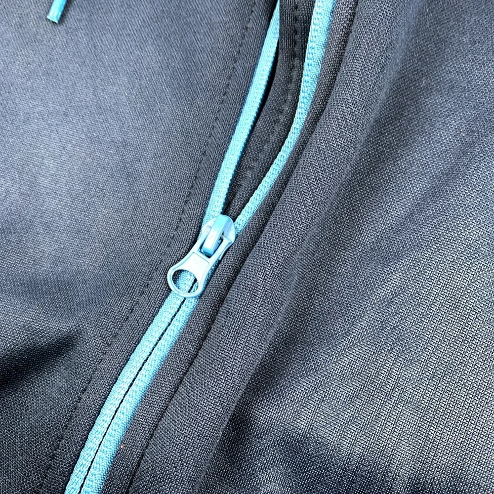 Hot Chocolate 15k/5k Jacket Hooded Full Zip Fleece Lined Mens L Teal Running Man